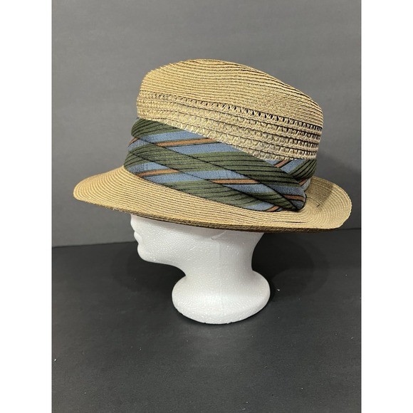 Vtg Pedigreed Thoroughbred Straw Fedora Hat 7 1/8 Custom Made Woven Panama Style - Picture 3 of 9